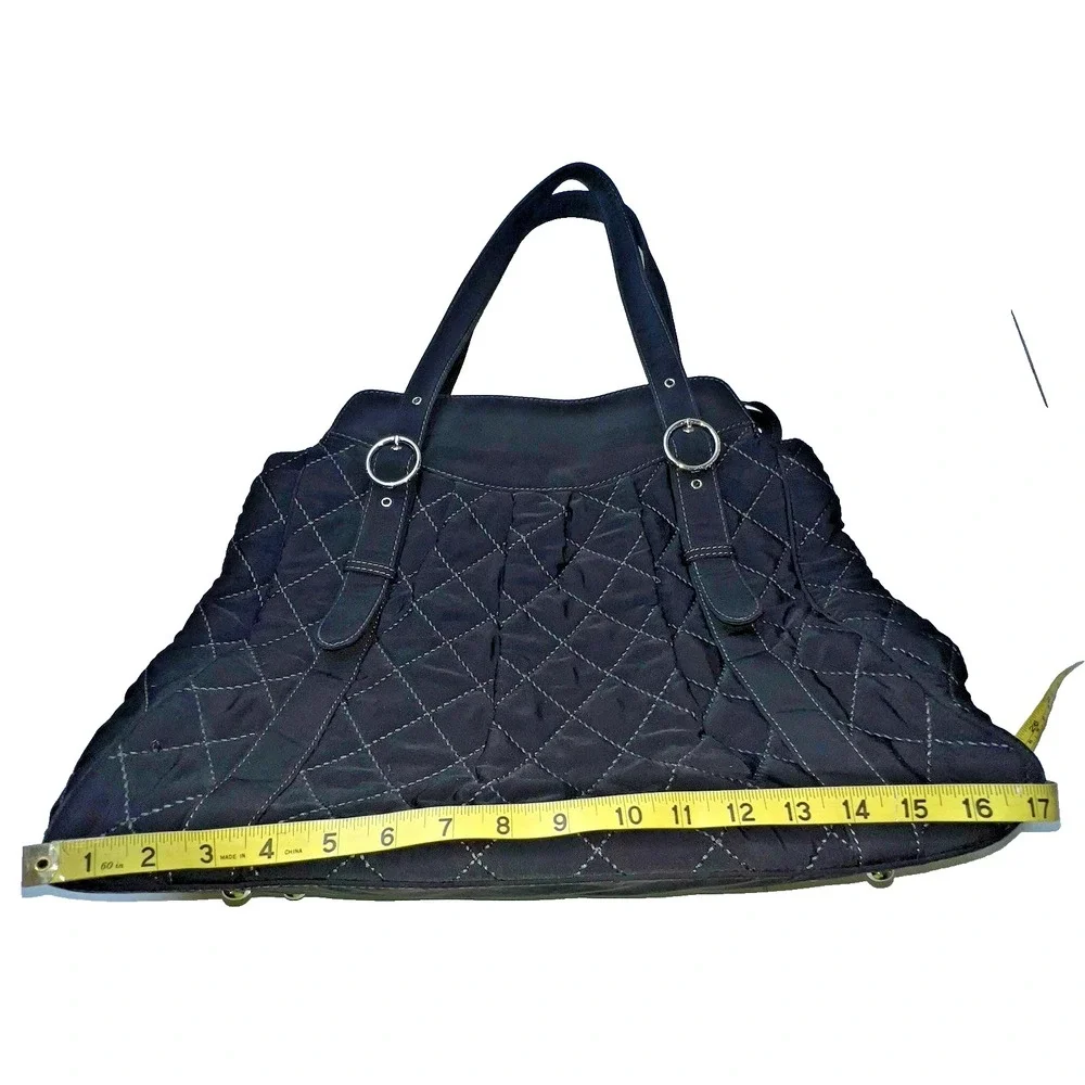Vera Bradley Black Quilted Tote Bag Handbag Microfiber Collection X Large